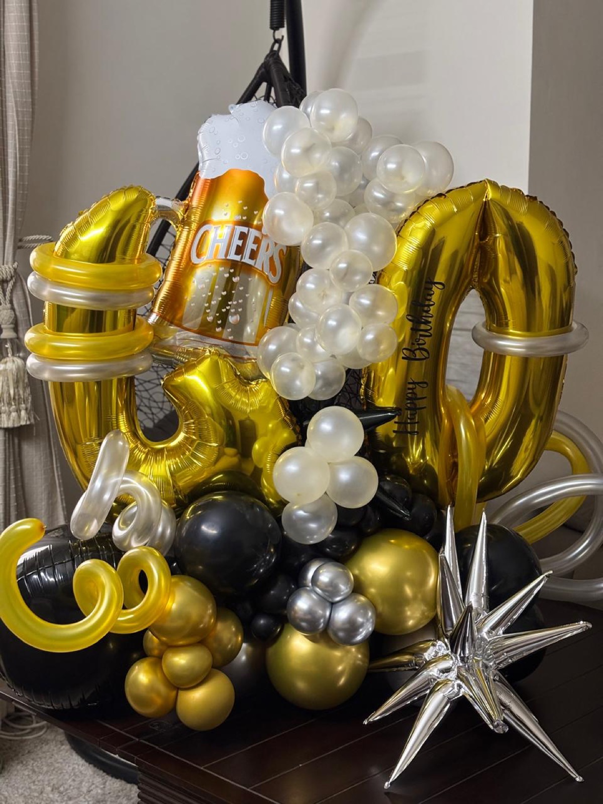Gold and black 40th birthday bouquet